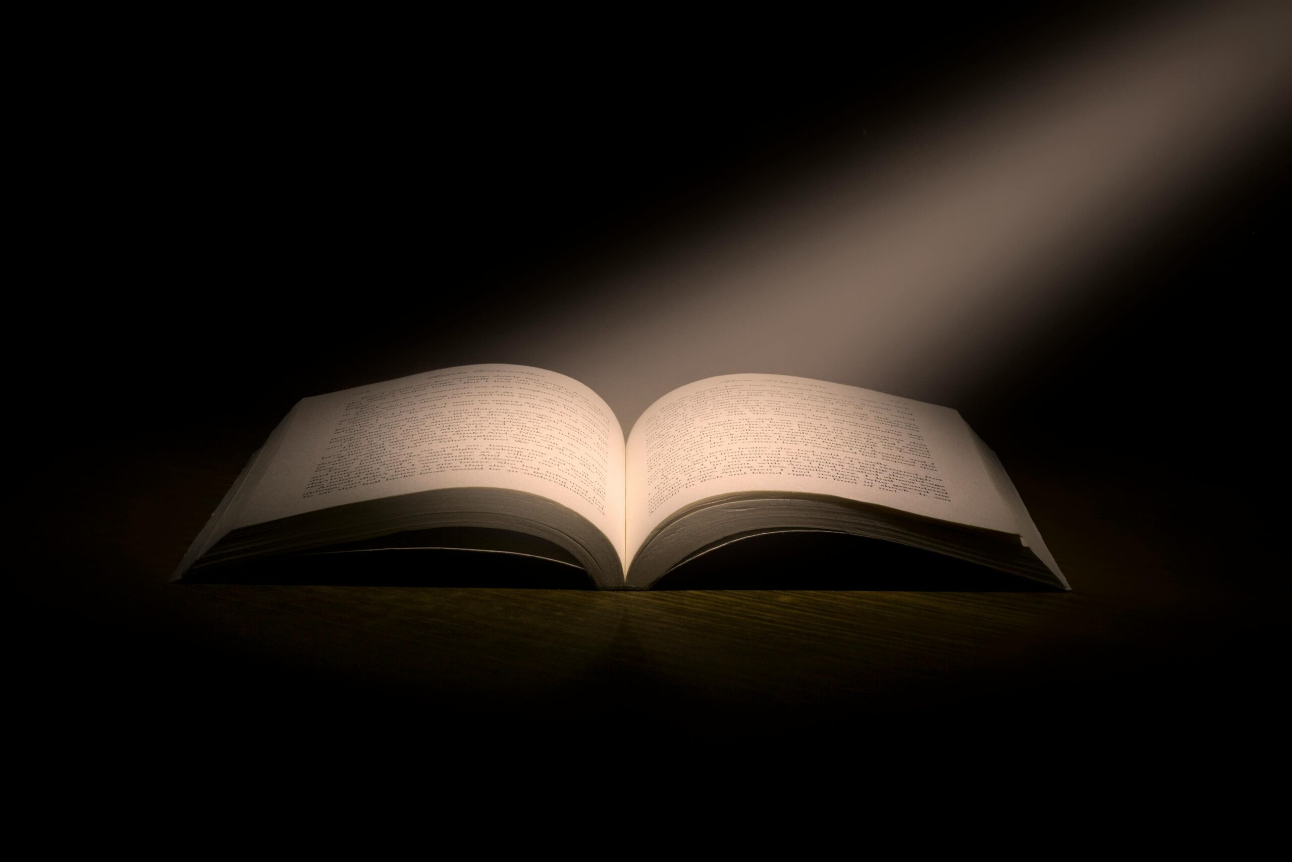 A captivating image of an open book under a dramatic spotlight, symbolizing knowledge.